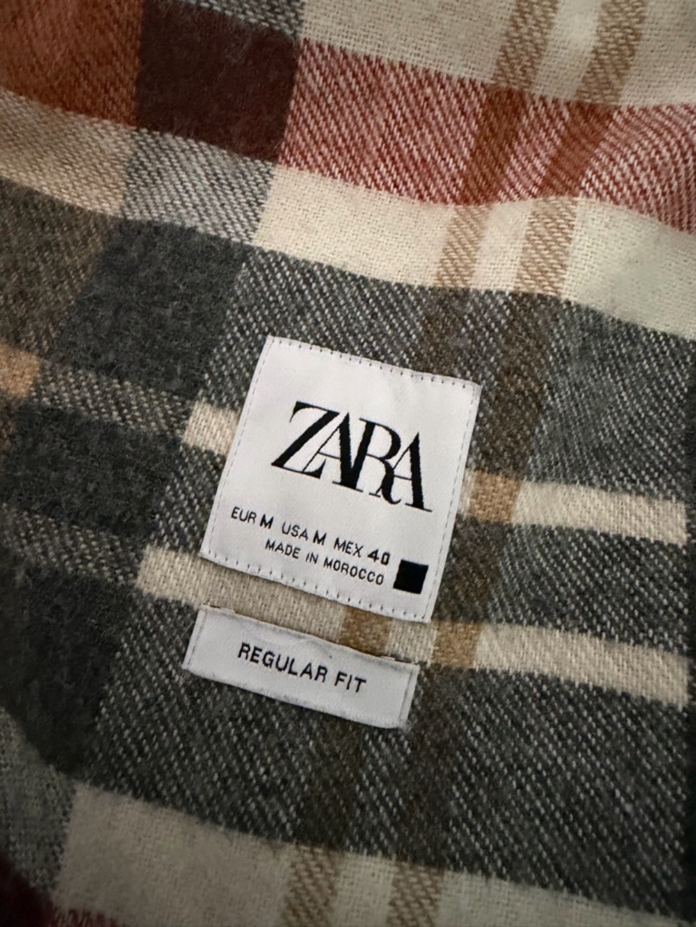 Zara Plaid Shacket in Cream, Red & Gray shirt jacket - Picture 4 of 4